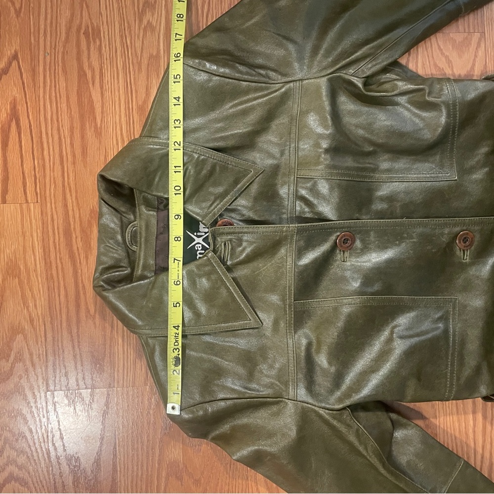 Wilson Maxima Vintage Dark Green Women Leather Trench Coat SizeS - Picture 8 of 10